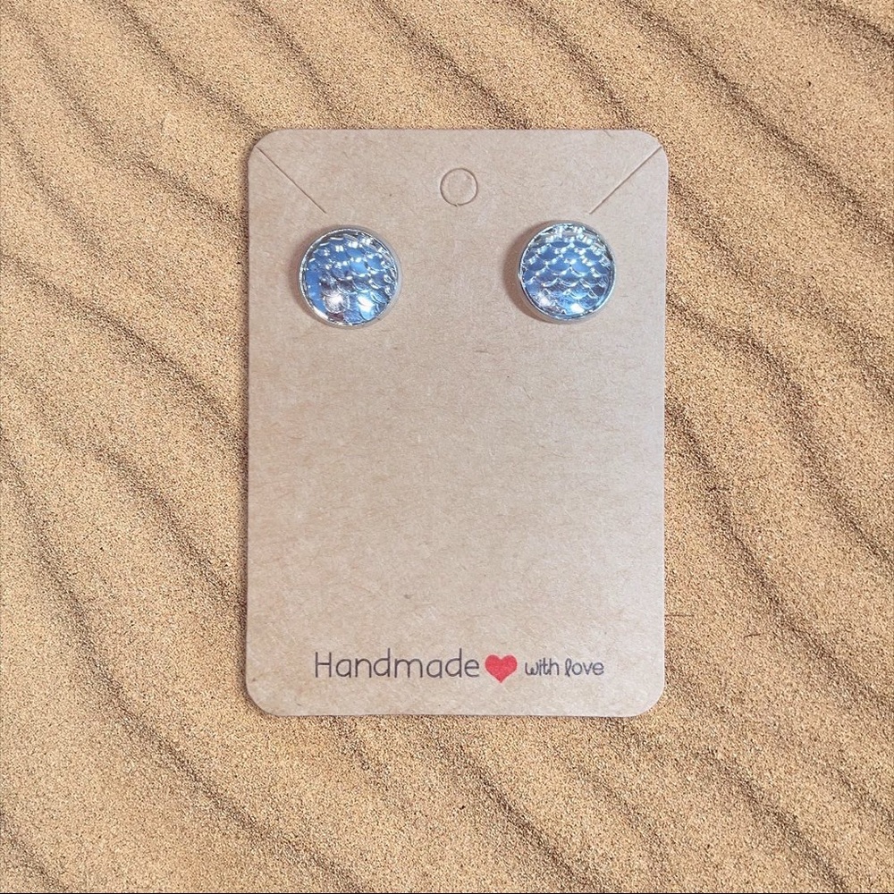 Treasure Tales Mermaid Stainless Steel Earrings- 12mm (White Smoke- Silver)